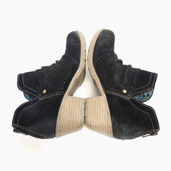 Earth Origins Boots Size 7 Black Suede Leather Amanda Ankle Booties - Picture 7 of 13